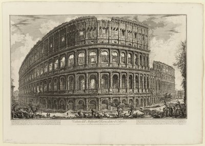 Ansicht des Flavischen Amphitheaters, genannt das Kolosseum, aus Ansichten von Rom von Giovanni Battista Piranesi
