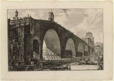 Ansicht der Ponte Molle [oder Milvische Brücke] über den Tiber zwei Meilen außerhalb von Rom, aus Ansichten von Rom von Giovanni Battista Piranesi