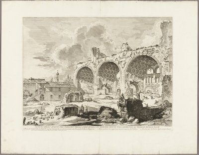 Ansicht der Überreste des Speisesaals des Goldenen Hauses von Nero, allgemein als Tempel des Friedens bezeichnet, aus Ansichten von Rom von Giovanni Battista Piranesi