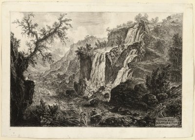Ansicht des kleinen Wasserfalls und der Stromschnellen, Tivoli, aus Ansichten von Rom von Giovanni Battista Piranesi