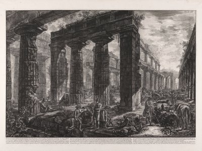 Innenansicht des Neptuntempels, beschrieben in Tafel X von Giovanni Battista Piranesi