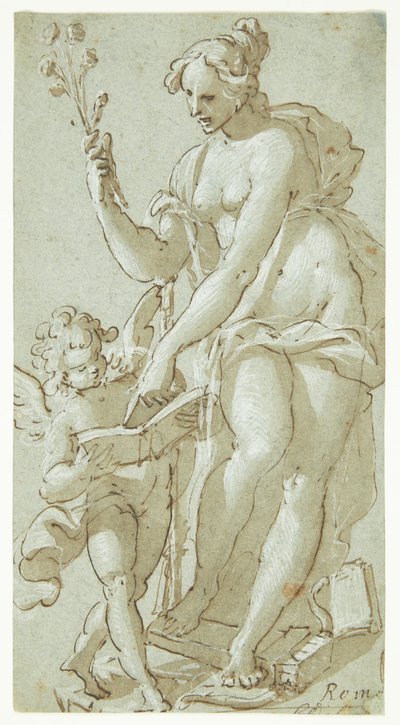 Venus unterrichtet Amor, der in einem Buch liest von Giovanni Battista Rovere