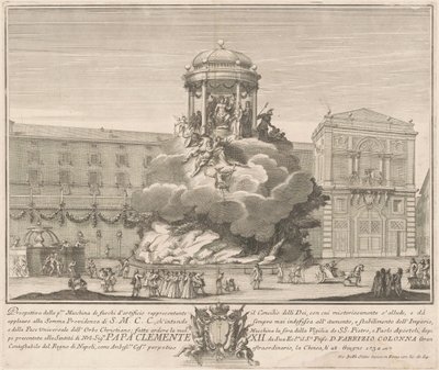 Die Prima Macchina für die Chinea von 1732: Der Rat der Götter von Giovanni Battista Sintes, after Nicola Michetti