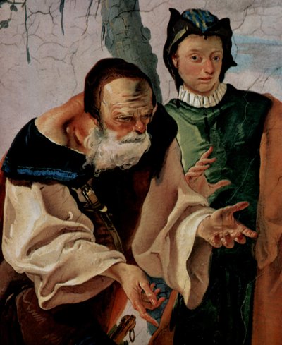Fresken zu biblischen Szenen im Bischofspalast von Undine, Szene: Rahel verbirgt die Idole, (Detail) von Giovanni Battista Tiepolo