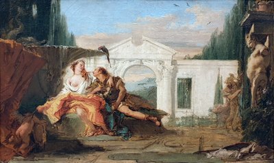 Rinaldo und Armida im Zaubergarten Armidas, belauscht von Carlo und Ubaldo von Giovanni Battista Tiepolo