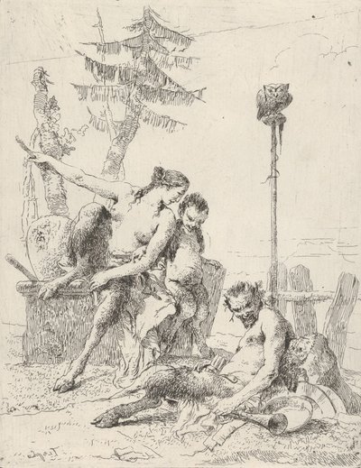 Satyrfamilie Pan und seine Familie, aus den Scherzi von Giovanni Battista Tiepolo