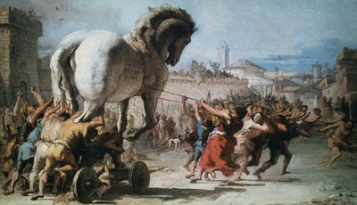 Der Einzug des Trojanischen Pferdes in Troja, ca. 1760 von Giovanni Battista Tiepolo