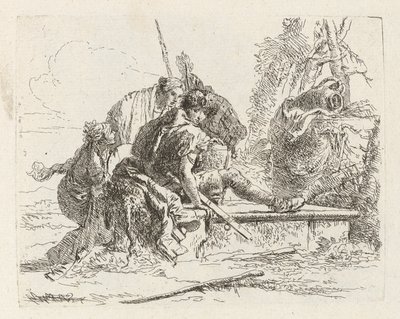 Zwei Soldaten und zwei Frauen, aus Vari capricci (Verschiedene Capriccios) von Giovanni Battista Tiepolo