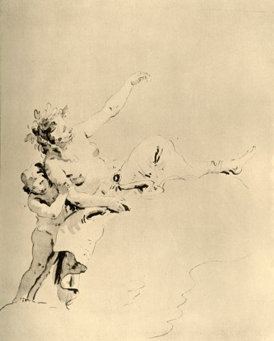 Frau ruht auf Wolken und wird von einem Amor unterstützt, Mitte des 18. Jahrhunderts, 1928 von Giovanni Battista Tiepolo