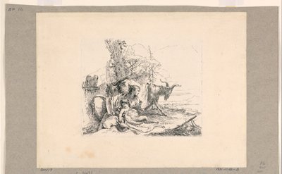 Frau mit einem Satyrkind, aus den Vari Capricci von Giovanni Battista Tiepolo