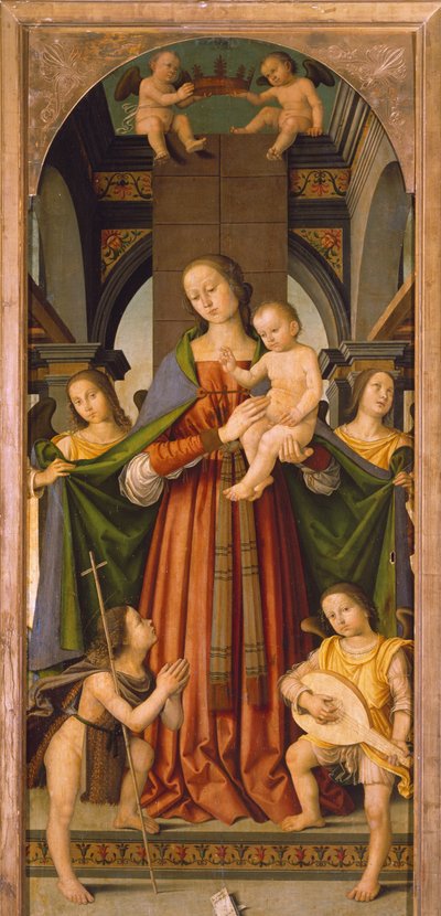 Madonna mit Kind, zentrales Panel des Triptychons Madonna mit Kind und Heiligen von Giovanni Battista the Elder Bertucci