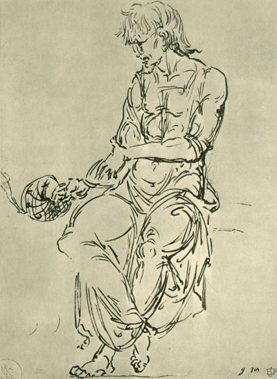Sitzender Mann mit astronomischem Instrument von Giovanni Bellini