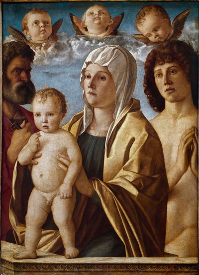 Die Jungfrau mit dem Kind mit dem heiligen Petrus und dem heiligen Sebastian von Giovanni Bellini