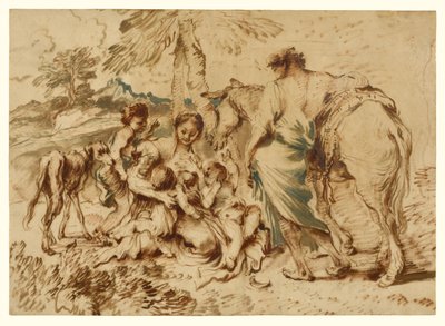 Eine Familie in einer Wüstenlandschaft von Giovanni Benedetto Castiglione