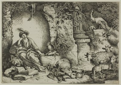 Circe mit den Gefährten des Odysseus, die in Tiere verwandelt wurden von Giovanni Benedetto Castiglione