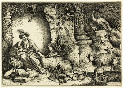 Circe mit Gefährten des Odysseus in Tiere verwandelt von Giovanni Benedetto Castiglione