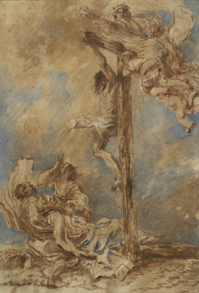 Kreuzigung mit der Jungfrau, den Heiligen Johannes und Maria Magdalena und Gott dem Vater, um 1651 von Giovanni Benedetto Castiglione