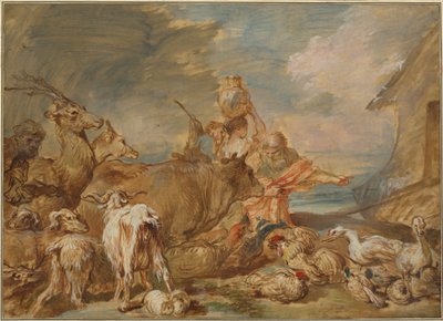 Noah führt die Tiere in die Arche von Giovanni Benedetto Castiglione