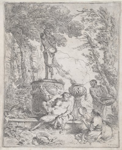 Pan ruht vor einem Herm von Giovanni Benedetto Castiglione