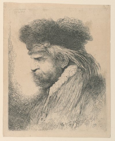 Porträt eines Mannes mit Pelzmütze von Giovanni Benedetto Castiglione