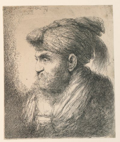 Porträt eines Mannes mit Turban von Giovanni Benedetto Castiglione