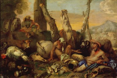 Die Fabel von Diogenes, der mit einer Laterne nach einem guten Mann sucht von Giovanni Benedetto Castiglione
