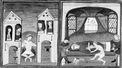 Dekameron, Andreuccio fällt in die Latrinen; Andreuccio hilft, das Grab des Bischofs zu plündern. Zweiter Tag, Novelle 5. von Giovanni Boccaccio