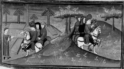 Dekameron, Betto Brunelleschi und seine Gruppe treffen Guido Cavalcanti; Betto erklärt seinen Freunden Guidos Worte. Sechster Tag, Novelle 9 von Giovanni Boccaccio