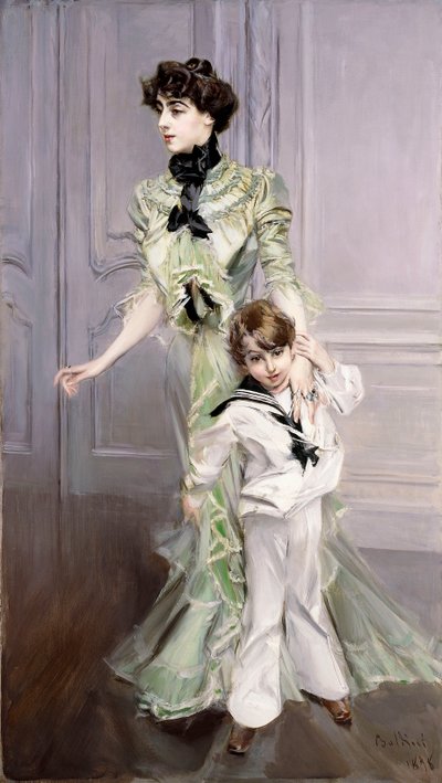 Porträt von Madame Hugo und ihrem Sohn, 1924 von Giovanni Boldini