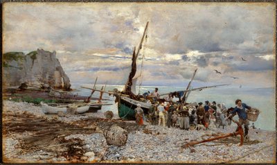 Rückkehr der Fischerboote, Étretat von Giovanni Boldini