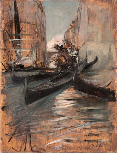 Ansicht eines Kanals in Venedig mit Gondeln von Giovanni Boldini