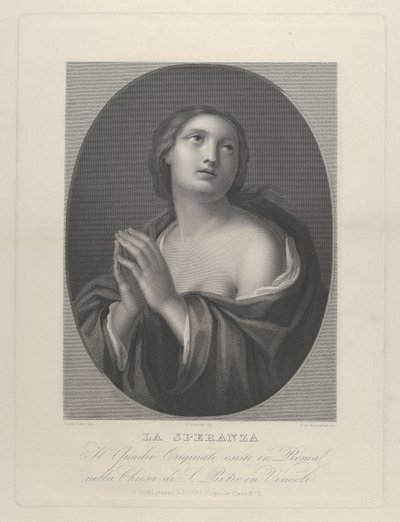 Weibliche Personifikation der Hoffnung, die mit zusammengelegten Händen nach oben schaut, ca. 1835-81 von Giovanni Buonafede