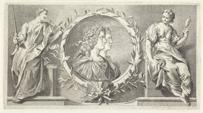 Kartusche mit bekränztem Mann und Frau von Giovanni Cattini (attributed to)