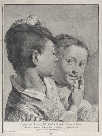 Junge mit Hut berührt das Gesicht eines Mädchens, 1743 von Giovanni Cattini