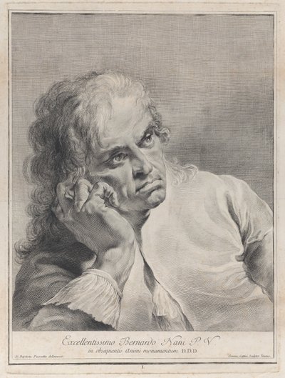 Nachdenklicher Mann, der seinen Kopf auf seine Hand stützt, 1743 von Giovanni Cattini