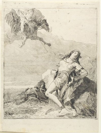 Angelica gefesselt und kurz davor, vom Seeungeheuer verschlungen zu werden von Giovanni Domenico Tiepolo