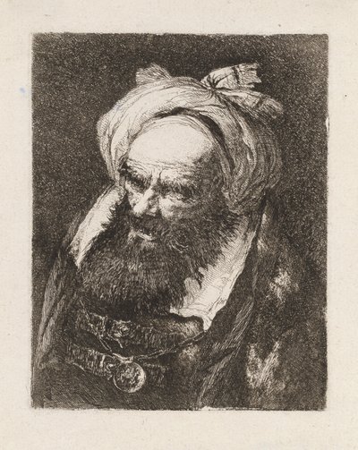 Älterer Mann mit Turban, aus der Raccolta di Teste von Giovanni Domenico Tiepolo