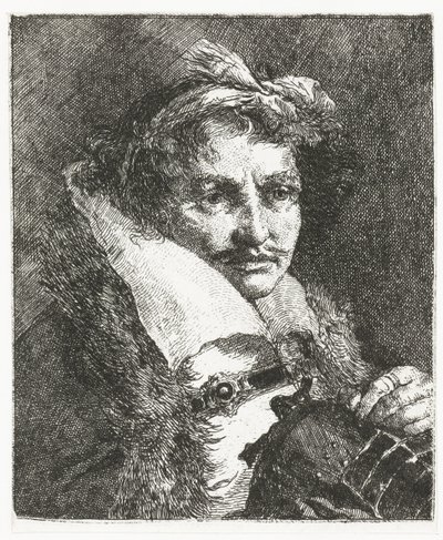 Mann mit Schnurrbart und Helm von Giovanni Domenico Tiepolo