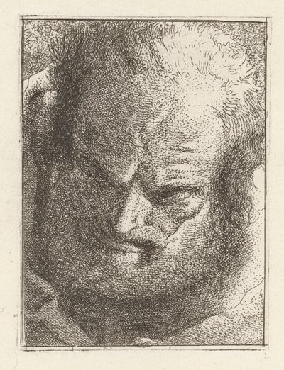 Alter Mann, der nach unten schaut, aus der Raccolta di Teste (Sammlung von Köpfen) von Giovanni Domenico Tiepolo
