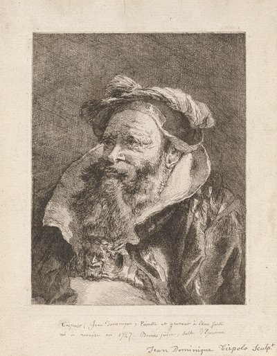 Alter Mann mit Bart, aus der Raccolta di Teste (Sammlung von Köpfen) von Giovanni Domenico Tiepolo