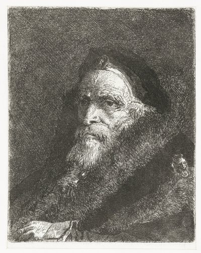 Alter Mann im Pelzmantel von Giovanni Domenico Tiepolo