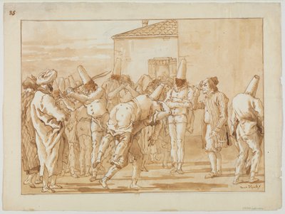 Die Auspeitschung des Punchinello von Giovanni Domenico Tiepolo