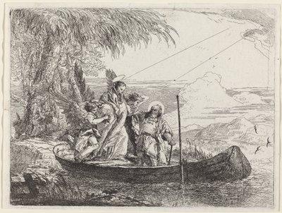 Die Madonna, das Kind und die Engel betreten das Boot von Giovanni Domenico Tiepolo