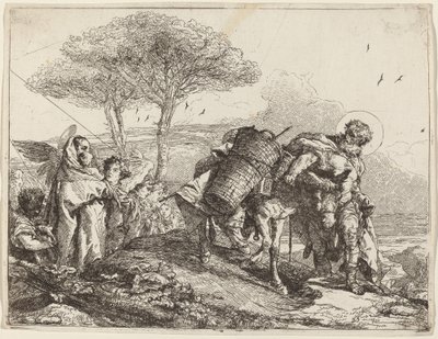 Die Madonna und das Kind links, mit einer Reihe von Engeln von Giovanni Domenico Tiepolo