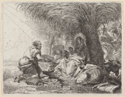 Die Rast auf der Flucht mit Joseph in Anbetung von Giovanni Domenico Tiepolo