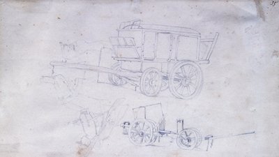 Zwei Karren und zwei Soldaten von Giovanni Fattori