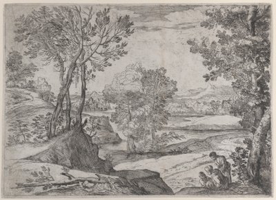 Eine Familie am Flussufer, 1643 von Giovanni Francesco Grimaldi