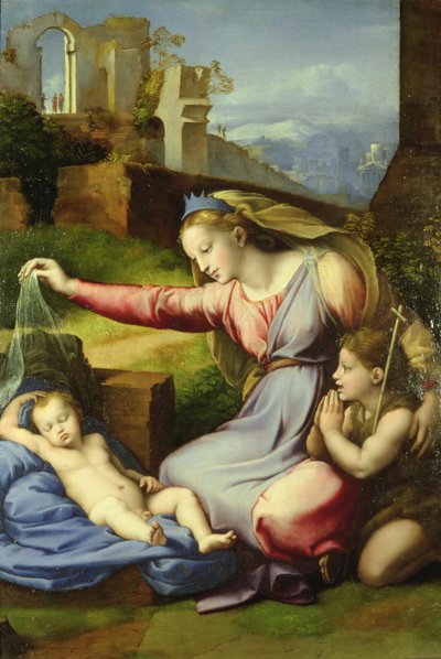 Jungfrau des Schleiers (Die Jungfrau mit dem blauen Diadem) von Giovanni Francesco Penni