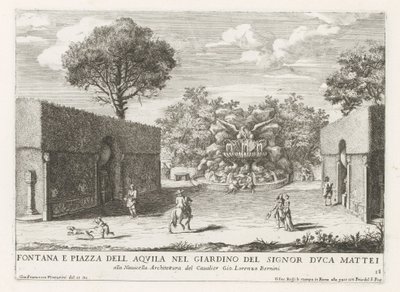 Brunnen mit Adler in den Gärten der Villa Celimontana in Rom von Giovanni Francesco Venturini