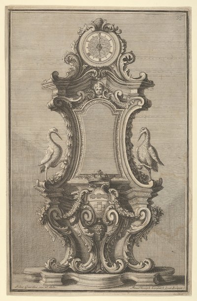 Entwurf für eine Uhr, aus Disegni Diversi, 1714 oder 1750 von Giovanni Giardini